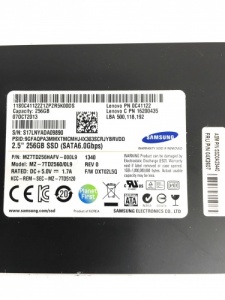 SAMSUNG 2.5'' 256GB SSD SATA 6.0GBPS MZ7TD256HAFV  LENOVO 0C41122 16200435 FRU 4X2607 ASM SSD0A23440 Solid State Drive